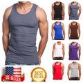 Men S-5XL 100% Cotton Tank Top T-Shirt A-Shirt Muscle Ribbed Wife Beater Tee Gym Image 1 of 4