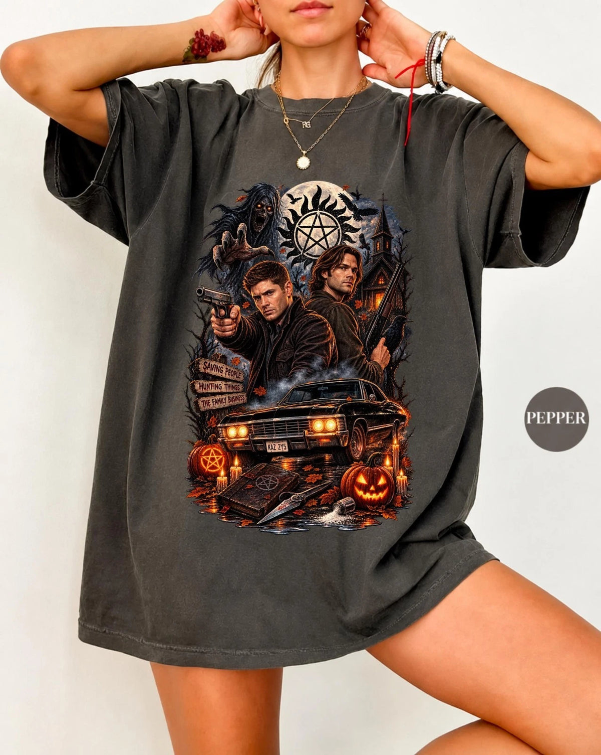 Supernatural Halloween Shirt, Sam and Dean Winchester Tee, Spooky Season Graphic Image 1 of 4
