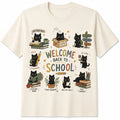 Black Cat Teacher Shirt Welcome Back to School Graphic Tee Cute Teacher Gift