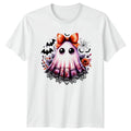 Cute Ghost Floral Halloween Graphic Tee Mens Womens Unisex Top
