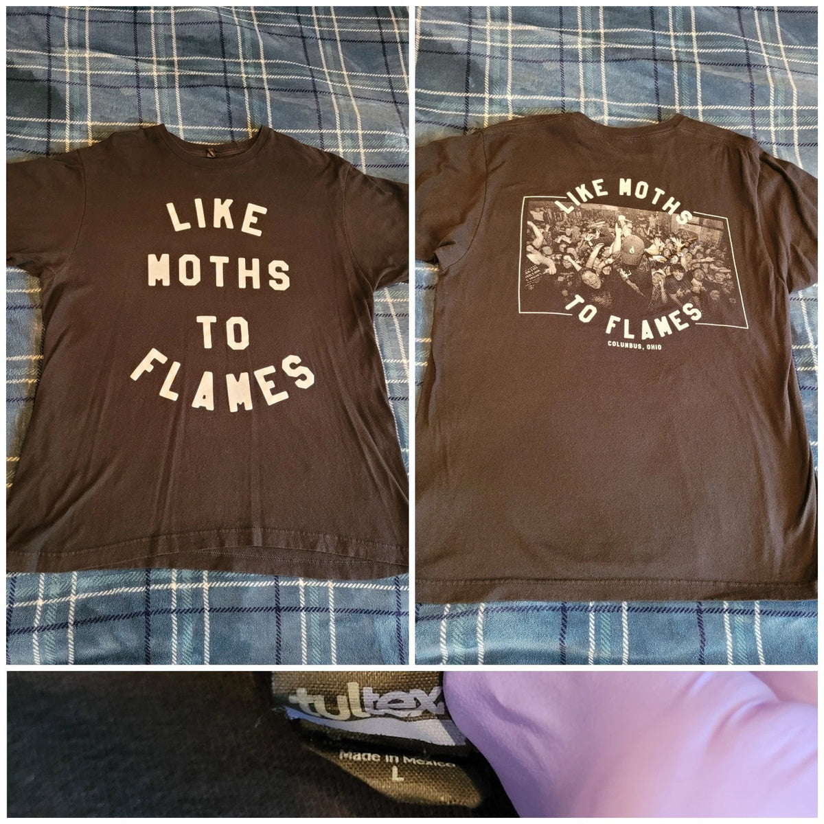 Like Moths To Flames band shirt LARGE black live performance crowd photo on back