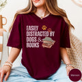 Easily Distracted By Dogs And Books Shirt, Book Lover Gift, Funny Dog Shirt