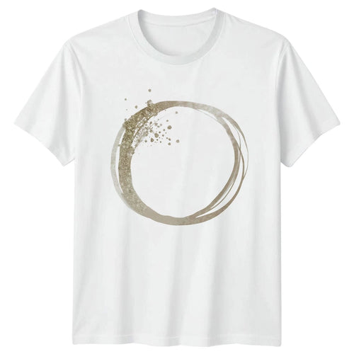 Abstract Gold Glitter Watercolor Minimalist Womens T-Shirt Brushstroke Circle