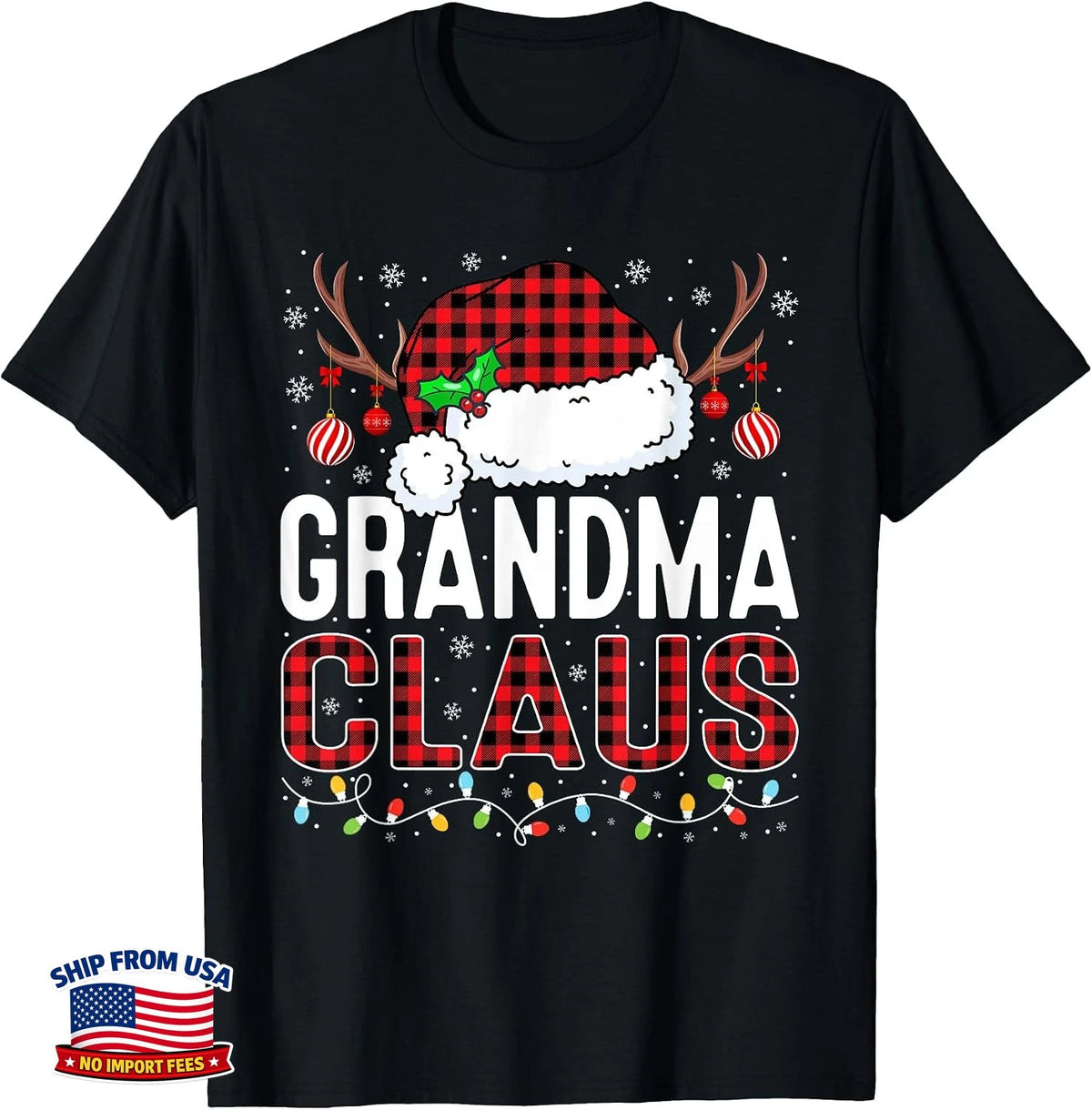 Christmas Lights Grandma Claus Family Matching Pajama T-Shirt Grandmother Gift