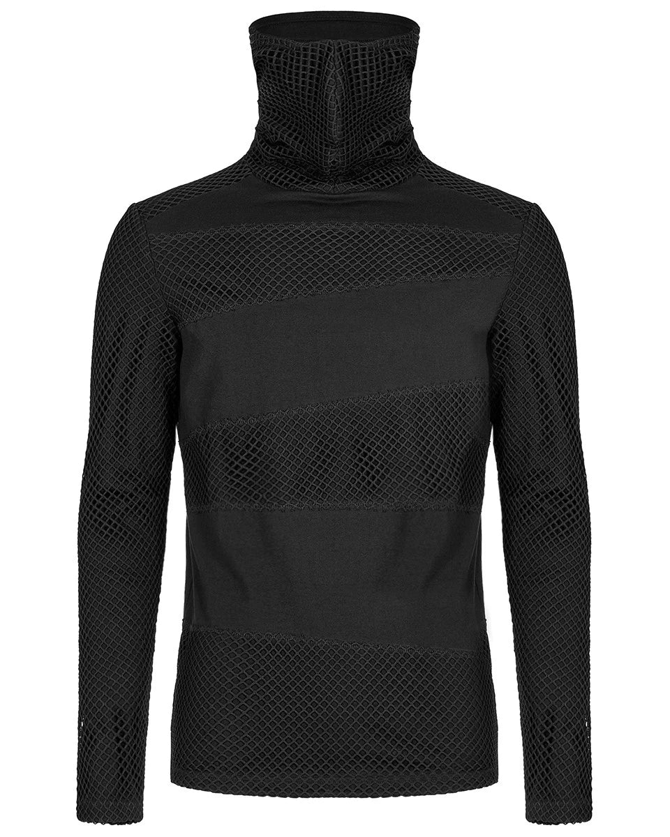 Punk Rave Men's Apocalyptic Gothic Grunge Net Collar Black