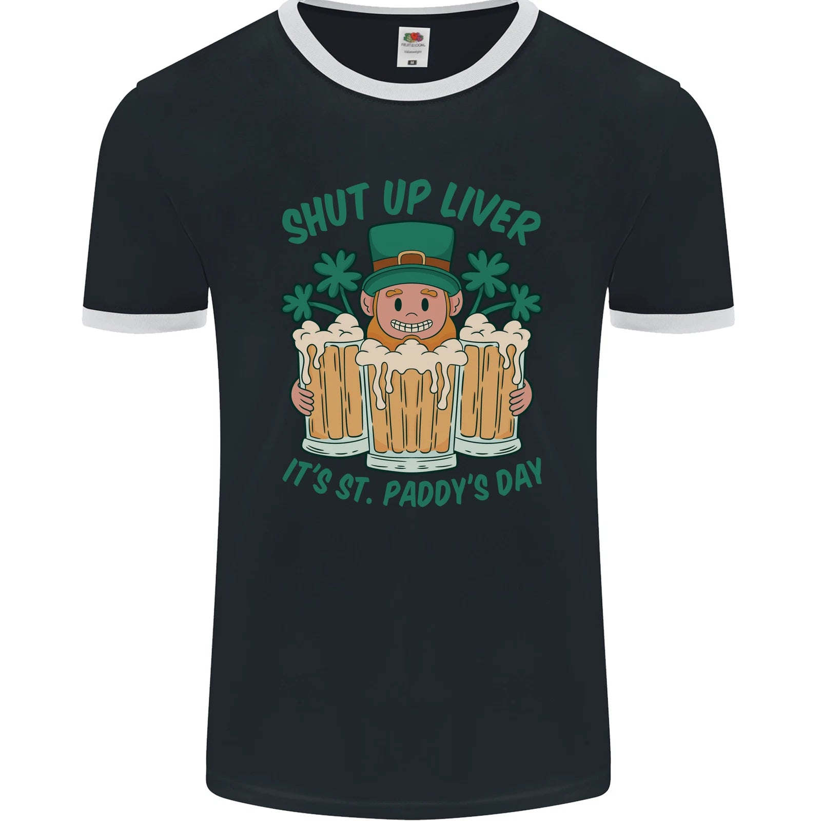St Patricks Day Shut Up Liver Funny Beer Alcohol Mens Ringer T-Shirt FotL