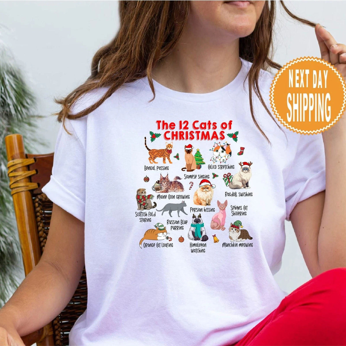 Christmas Cat Shirt, 12 Cats Of Christmas Shirt, Meowy Christmas, Christmas Cat