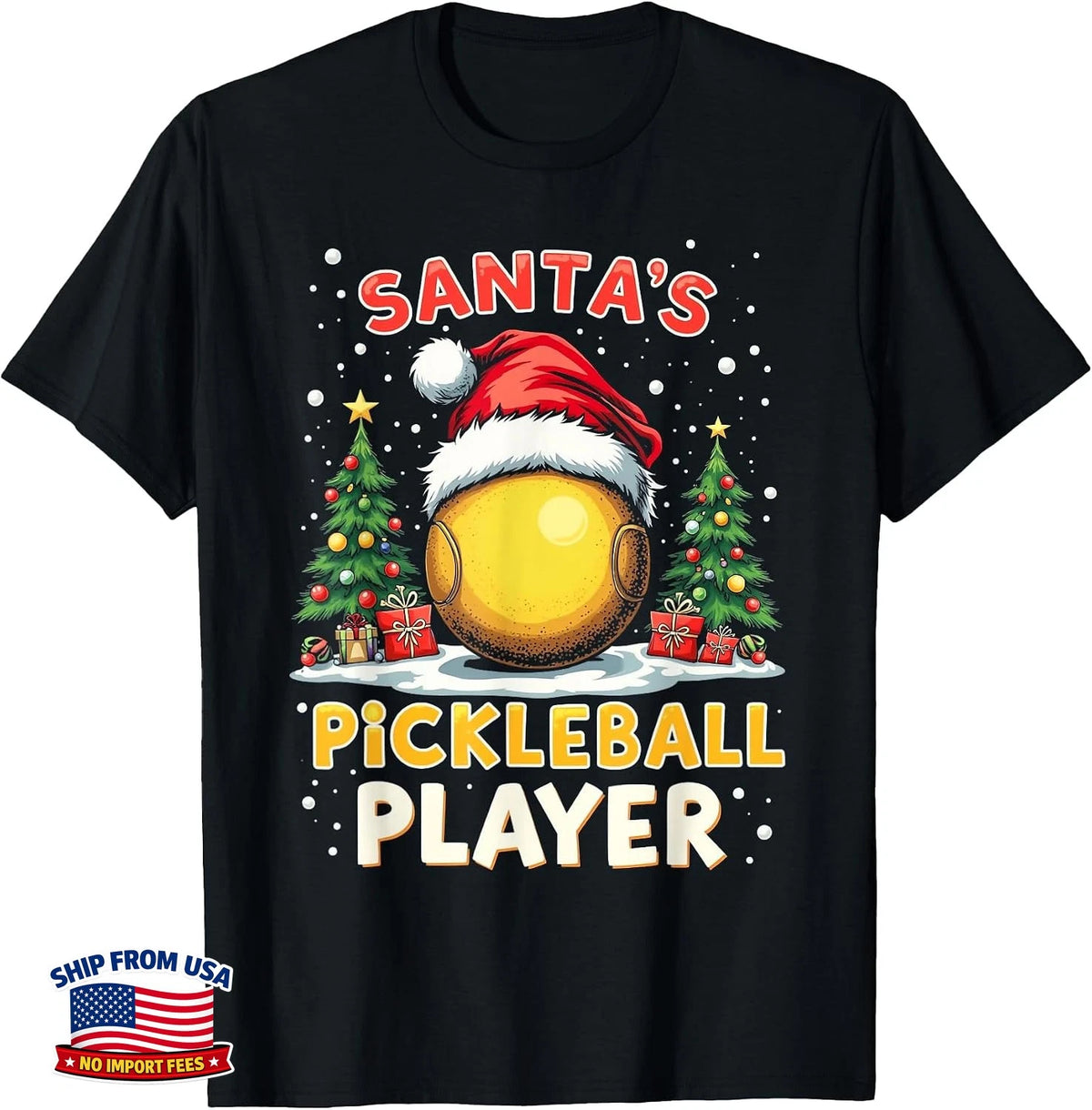 SANTA'S Pickleball PLAYER Holiday Santa T-Shirt