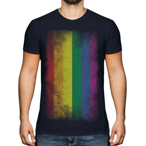 GAY PRIDE FADED FLAG MENS T-SHIRT TEE TOP RAINBOW LGBT GIFT CLOTHING CLOTHES