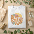 Here Comes The Sun Shirt Retro Groovy Floral Sunshine Hippie Graphic Tee A016