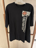 Black and red firefighter tee size XL(?) Size tag is missing: Please Read On