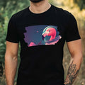 Mens Flamingo Astronaut Print Cotton T-Shirt Size XS to 5XL