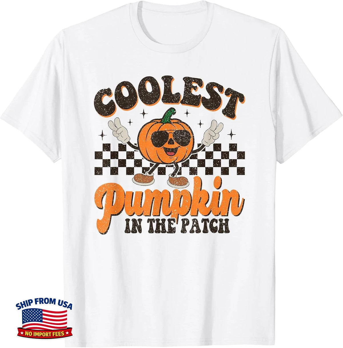 Coolest Pumpkin in the Patch Groovy Retro Fall Boys Kid T-Shirt