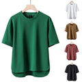 Men Regular Length T Shirt Short Sleeve Solid Color Streetwear Top Green Brown