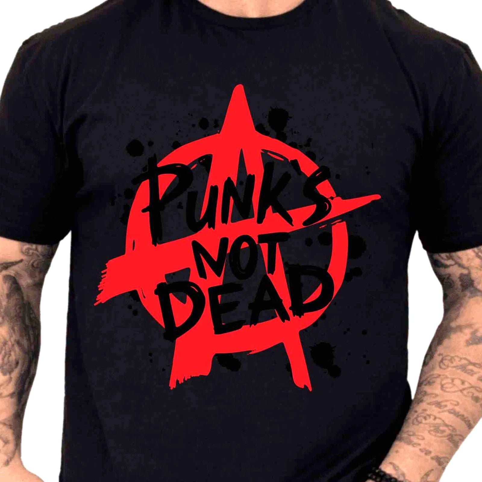 Punks Not Dead T-Shirt Anarchy Punk Rock Music Graphic Tee Rebel Underground Top