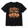 Chillin With My Turkeys Thanksgiving Shirt Retro Family Autumn Graphic T-Shirt