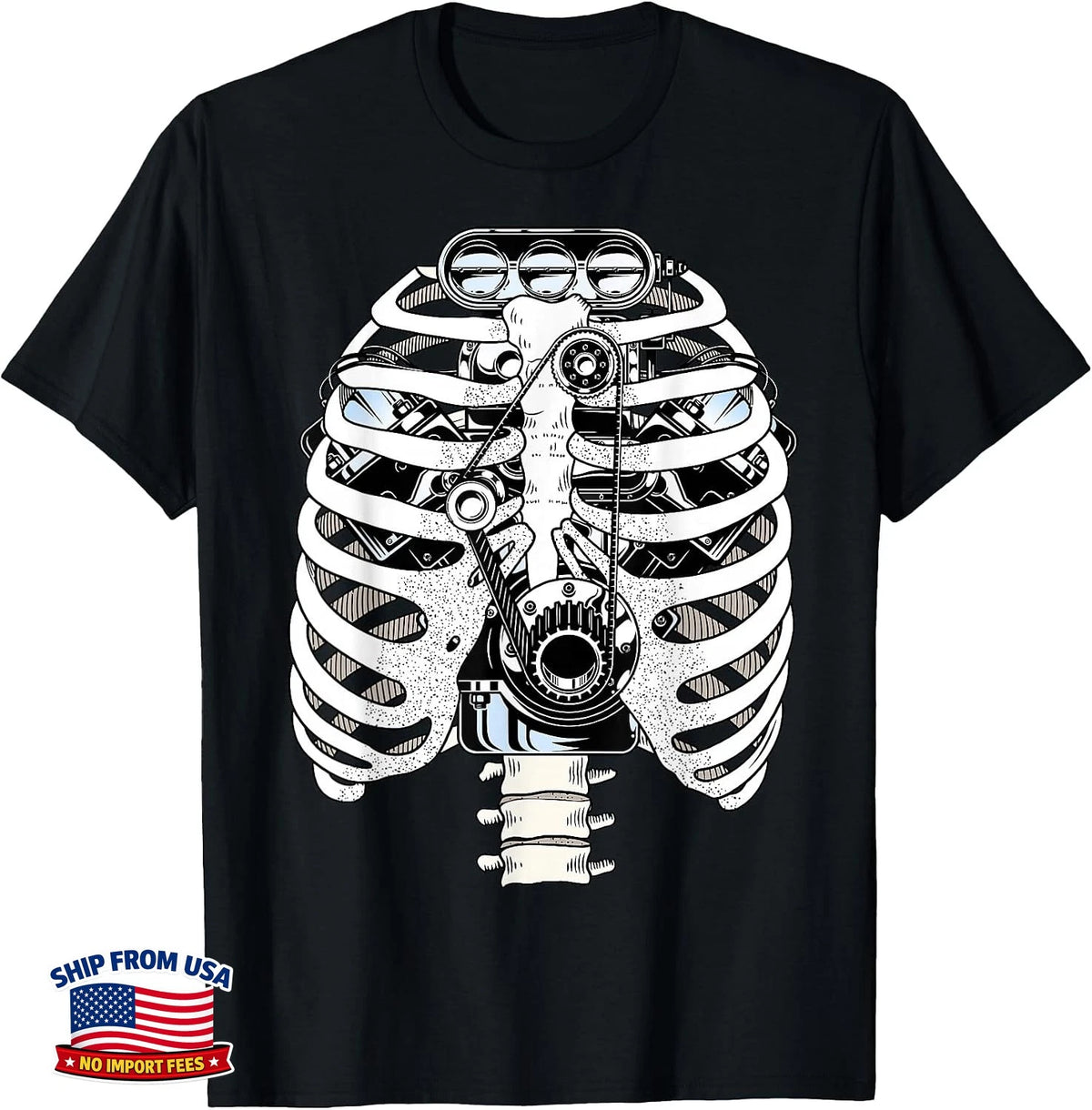 Mechanic Skeleton Halloween Graphic Mechanics Car Engineer T-Shirt