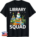 Christmas Librarian Library Books Tree Snowman Reindeer T-Shirt