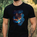 Mens Cat and Butterfly Print Cotton T-Shirt Size XS to 5XL