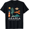 Acadia National Park Travel Icons Maine Vacation Souvenir T-Shirt