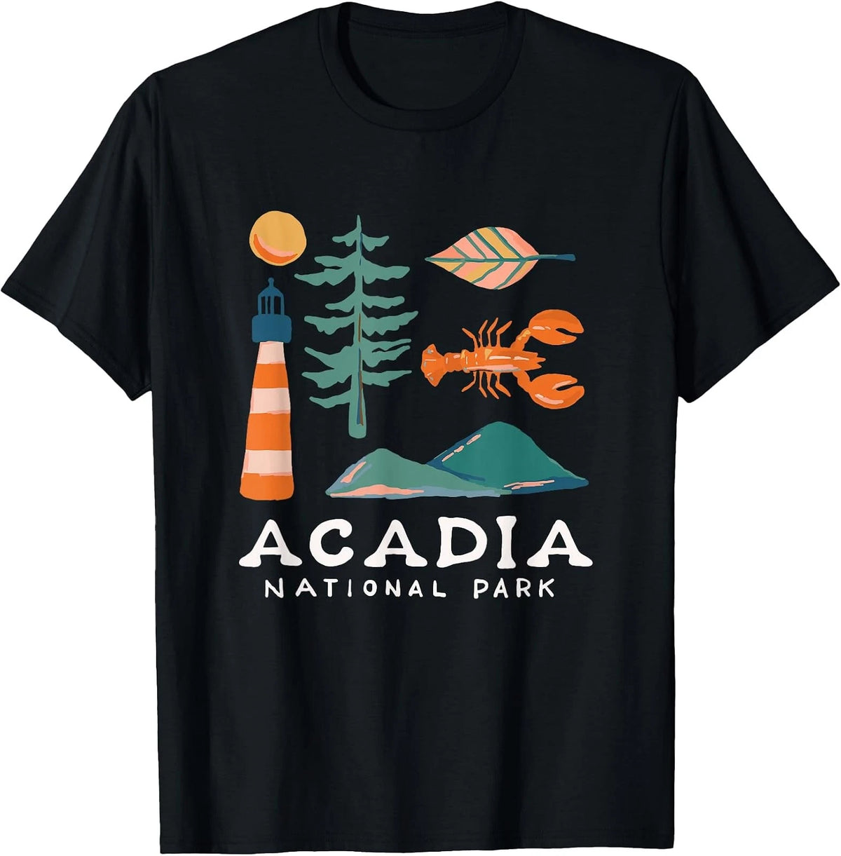 Acadia National Park Travel Icons Maine Vacation Souvenir T-Shirt