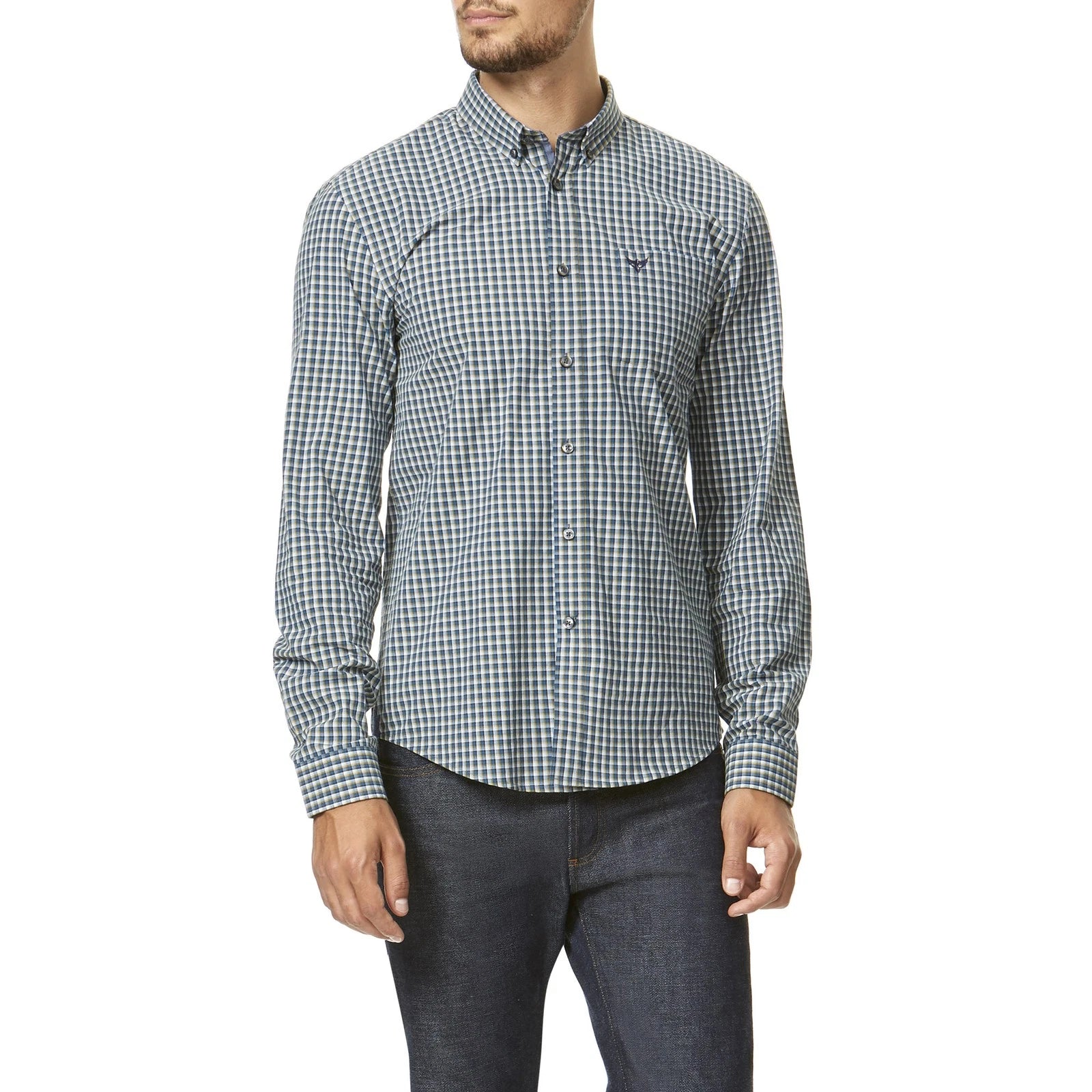 Morley Men's Fine Check Poplin Long Sleeve Cotton Shirt