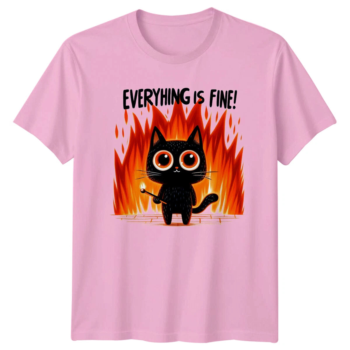 Sleeping Cat On Books Cartoon T-Shirt Cute Kitten Reader Tee