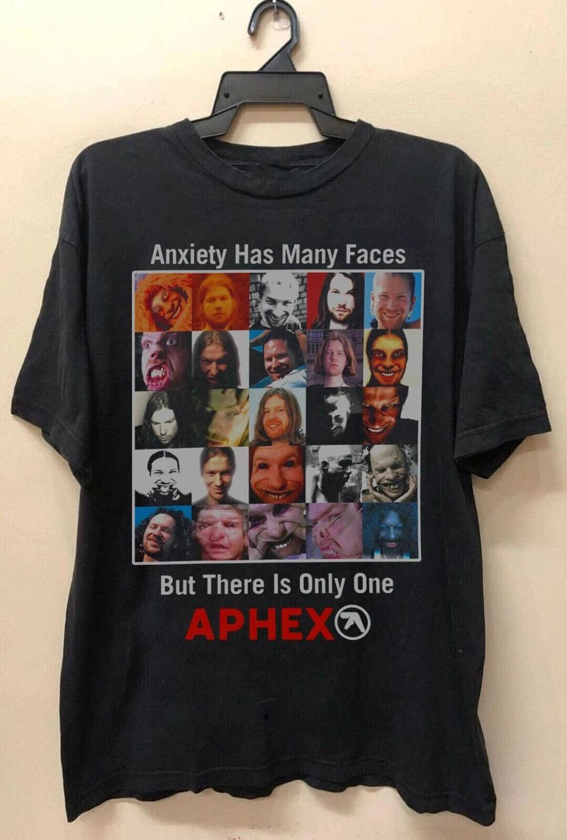 Anxiety Aphex Twin Many Faces Short Sleeve Unisex Tshirt Reprint S-5XL KH10649