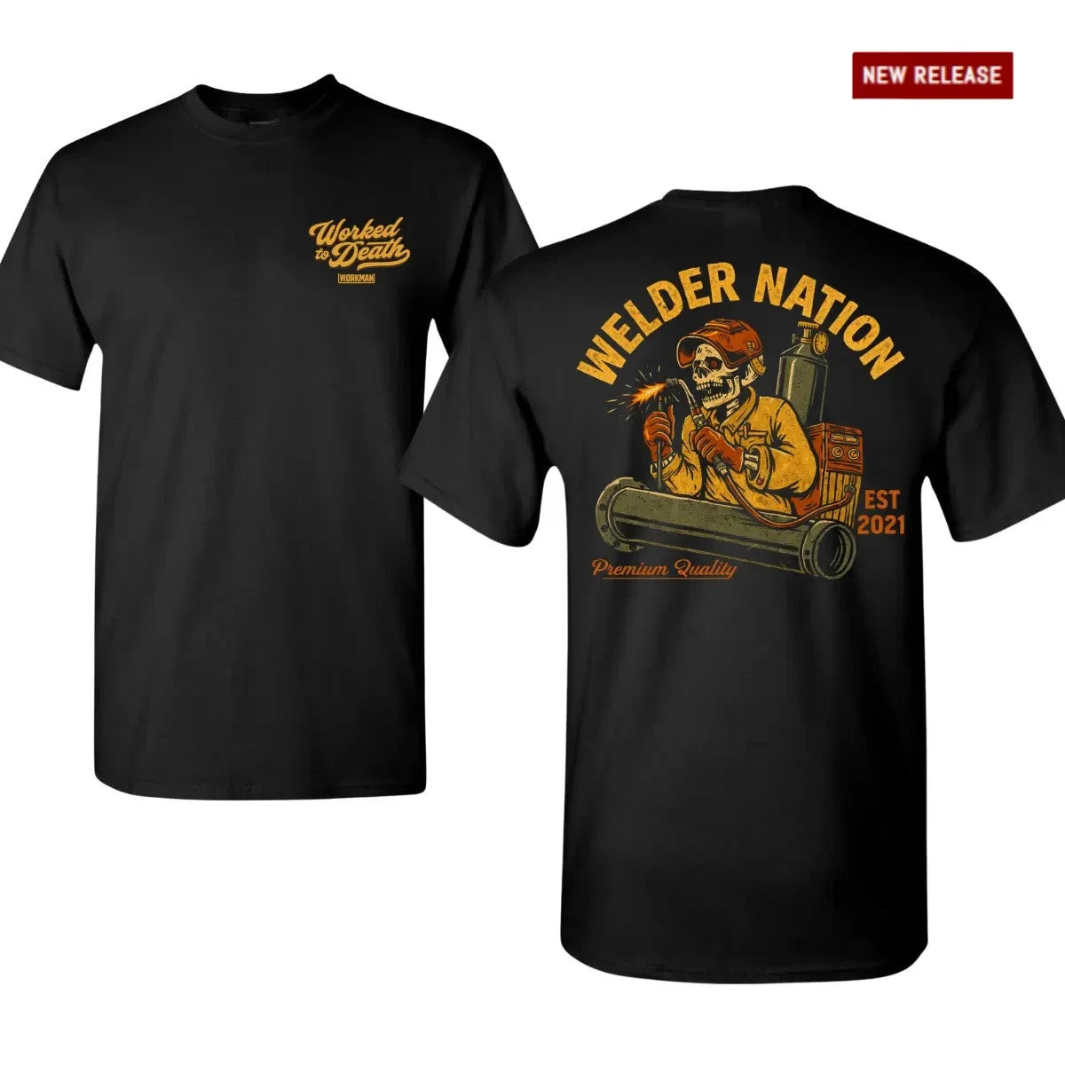 Welder Nation Welding T-Shirt, Skull Welder Pipe Fabrication Graphic Tee
