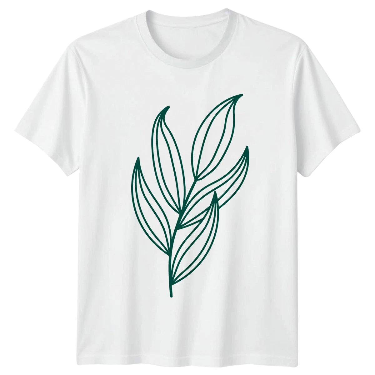 Hand Drawn Leaves Womens T-Shirt Minimalist Leaves Gardening Birthday Gift