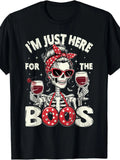 Halloween Men Women Funny I'M Just Here for The Boos Skeleton T-Shirt