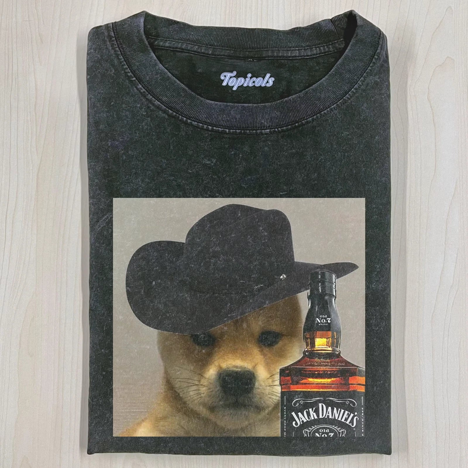 Funny Wacky Cowboy Dog T-Shirt Whiskey Hat Puppy Vintage Tee