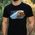 Mens Hamster as Astronaut Motif Cotton T-Shirt Size XS to 5XL