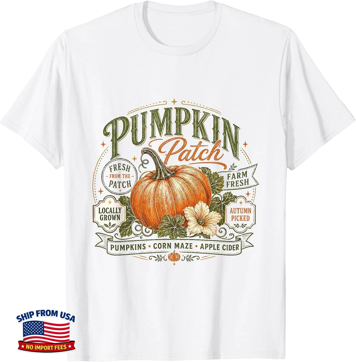Cute Vintage Pumpkin Patch Women's Fall Thanksgiving T-Shirt