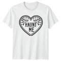 Haunt Me Halloween Heart Spider Web Mens T-Shirt Womens Tee Graphic Unisex Top