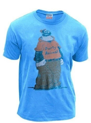 Junk Food Classic Cartoons Popeye Brutus Party Animal Blue Adult T-shirt