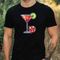 Mens Watercolour Cocktail Motif Cotton T-Shirt Size XS to 5XL
