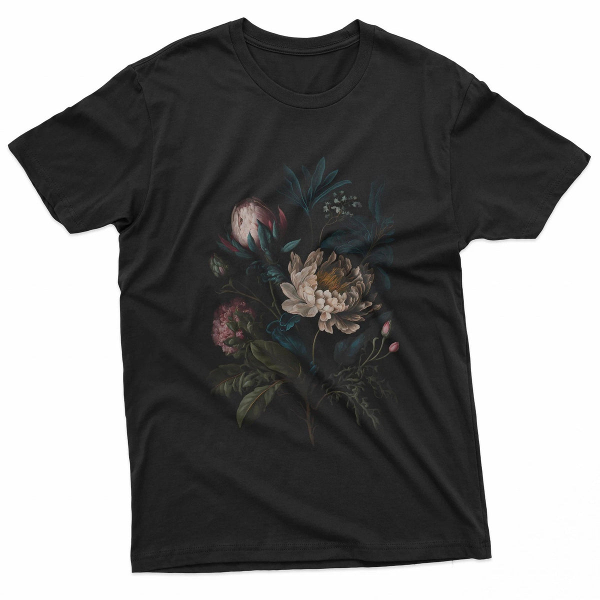 Dark Academia Botanical Peony Flower Gothic T-Shirt Image 1 of 4
