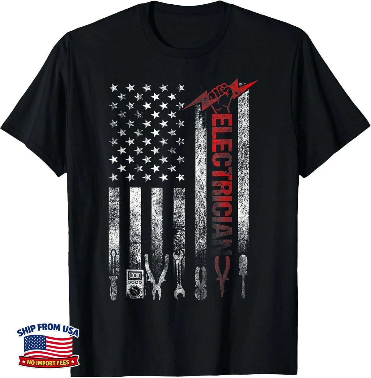 American Flag Electrician Funny Electricians Tools T-Shirt