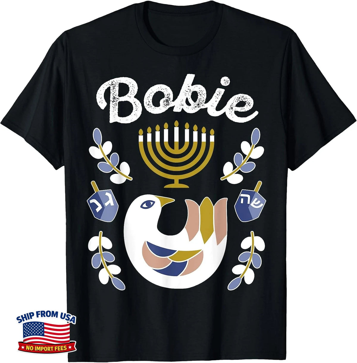 Matching Hanukkah Family Pajamas Top Dreidel & Menorah Bobie T-Shirt