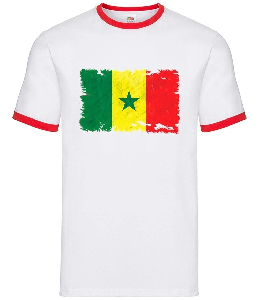 Senegal Grunge Style Flag - Mens Ringer - Senegalese Republic Country