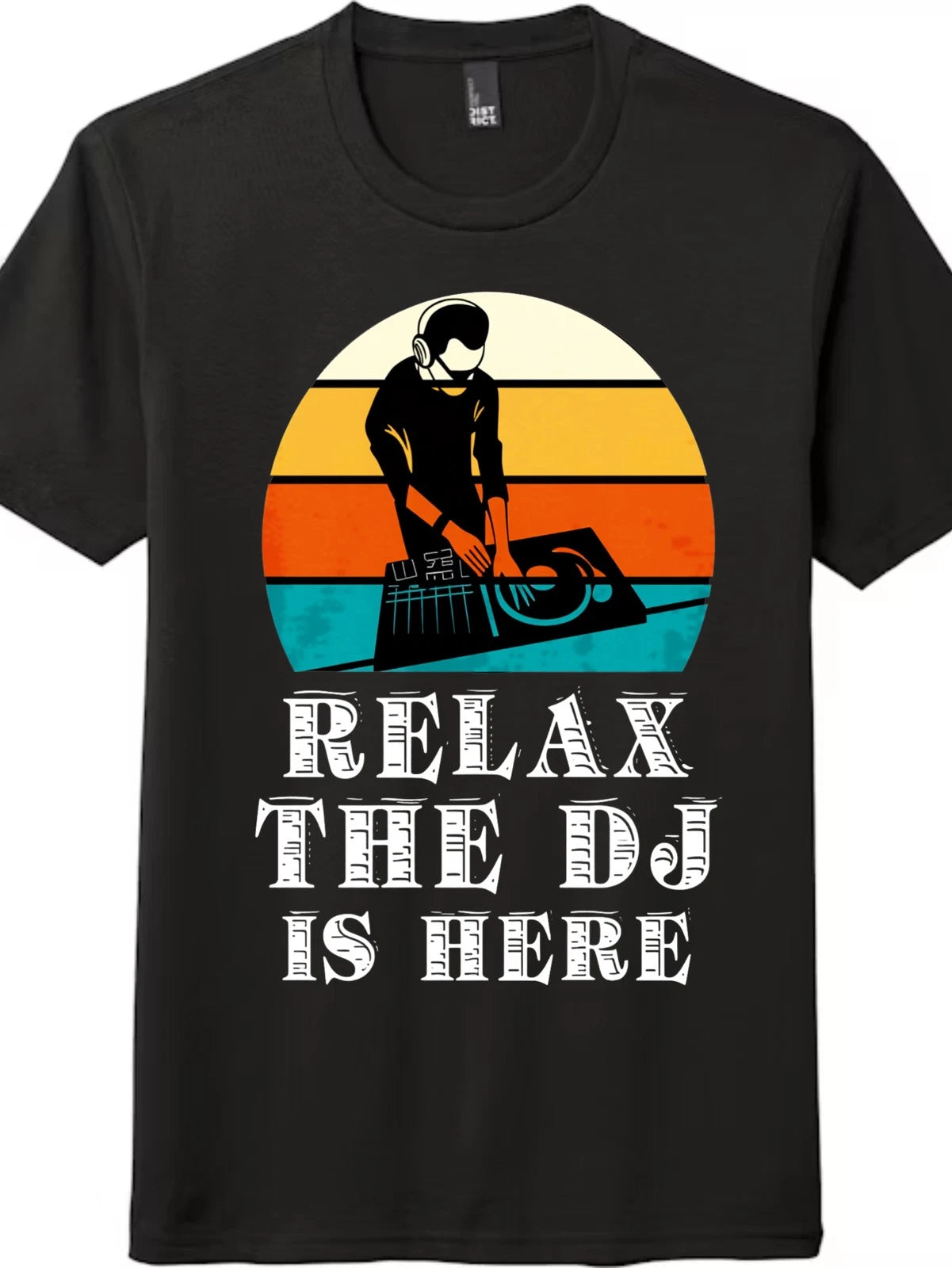 Vintage Sunset DJ Graphic T-Shirt-Relax The DJ Is Here Unisex Tee Free Shipping
