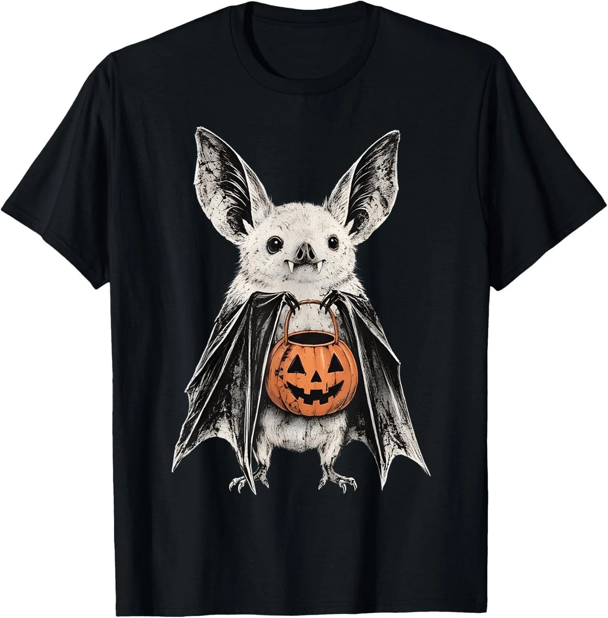 Retro Halloween Bat Spooky Season Bat Jack O Lantern T-Shirt unisex T-Shirt Image 1 of 2