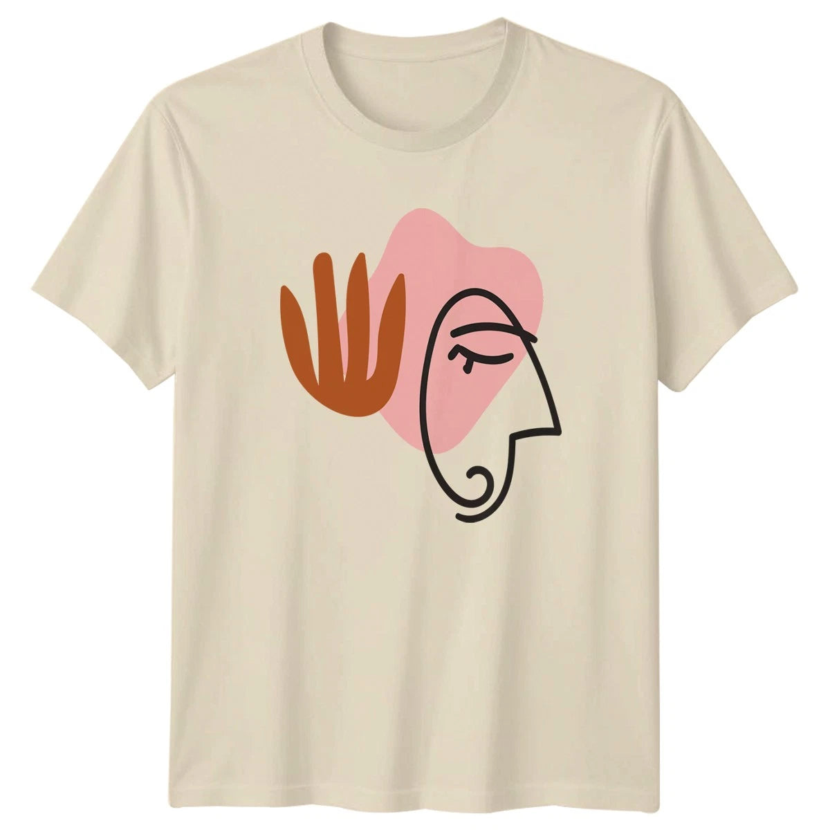 Abstract Minimalist Line Art Face T-Shirt Boho Chic Fashion Birthday Gift