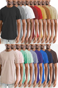 Men's Classic Solid Plain Cotton Round Hem Scallop Essentials Tshirt S-2XL