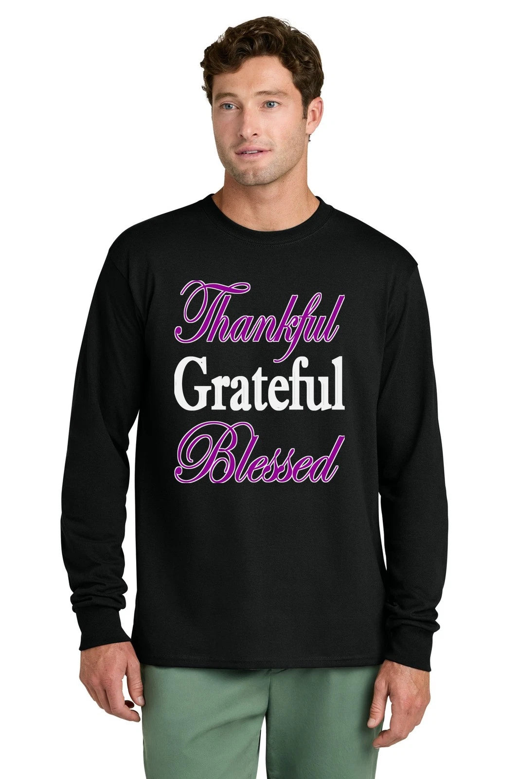 Thankful Grateful Blessed Design Long Sleeve T-Shirt