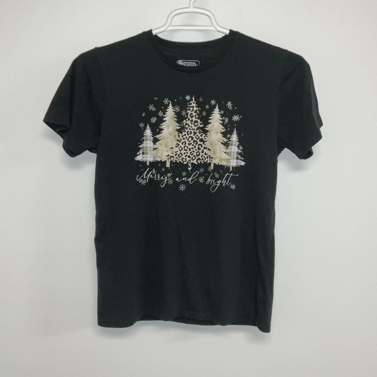 Merry And Bright Short Sleeve T-Shirt Men's Medium Black