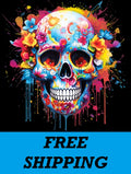 T-SHIRT-NEON FLORAL SUGAR SKULL