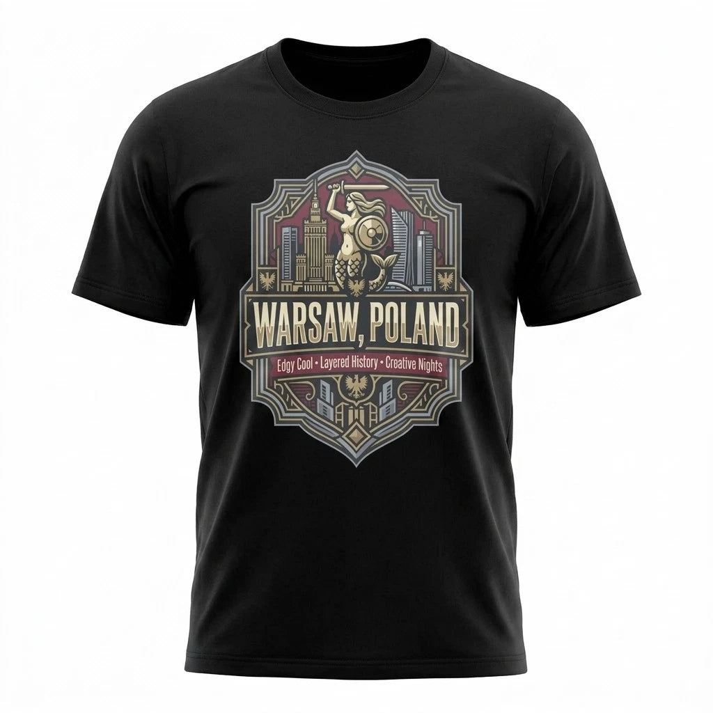 Warsaw Poland Creative Nights Graphic T-Shirt Unisex Travel Tee