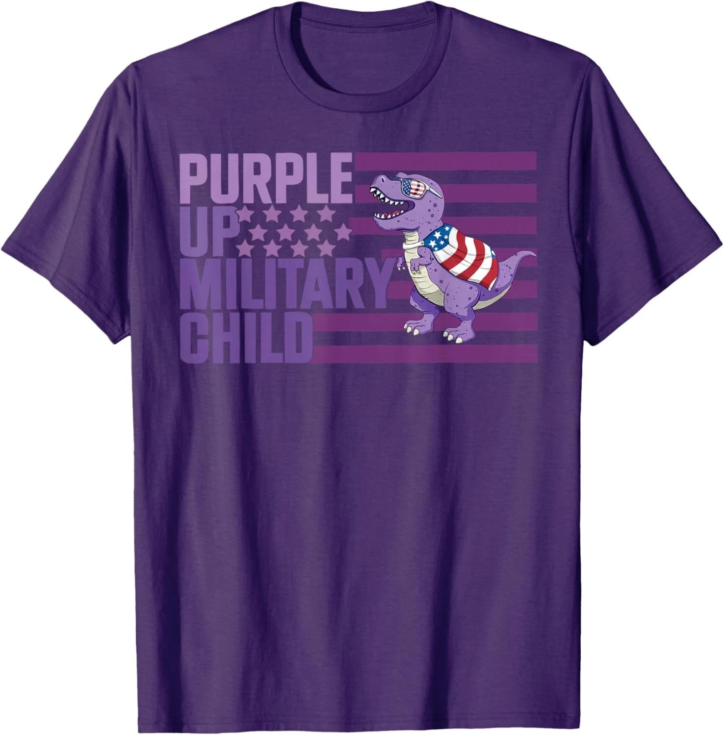 Purple Up for Military Kids Military Child Month Dinosaur Gift Unisex T-Shirt